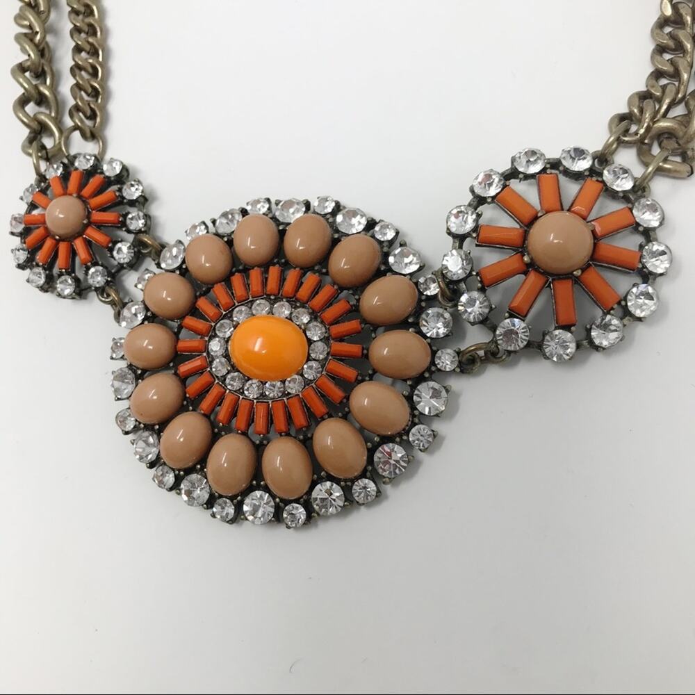 J. Crew Orange and Tan Statement Necklace